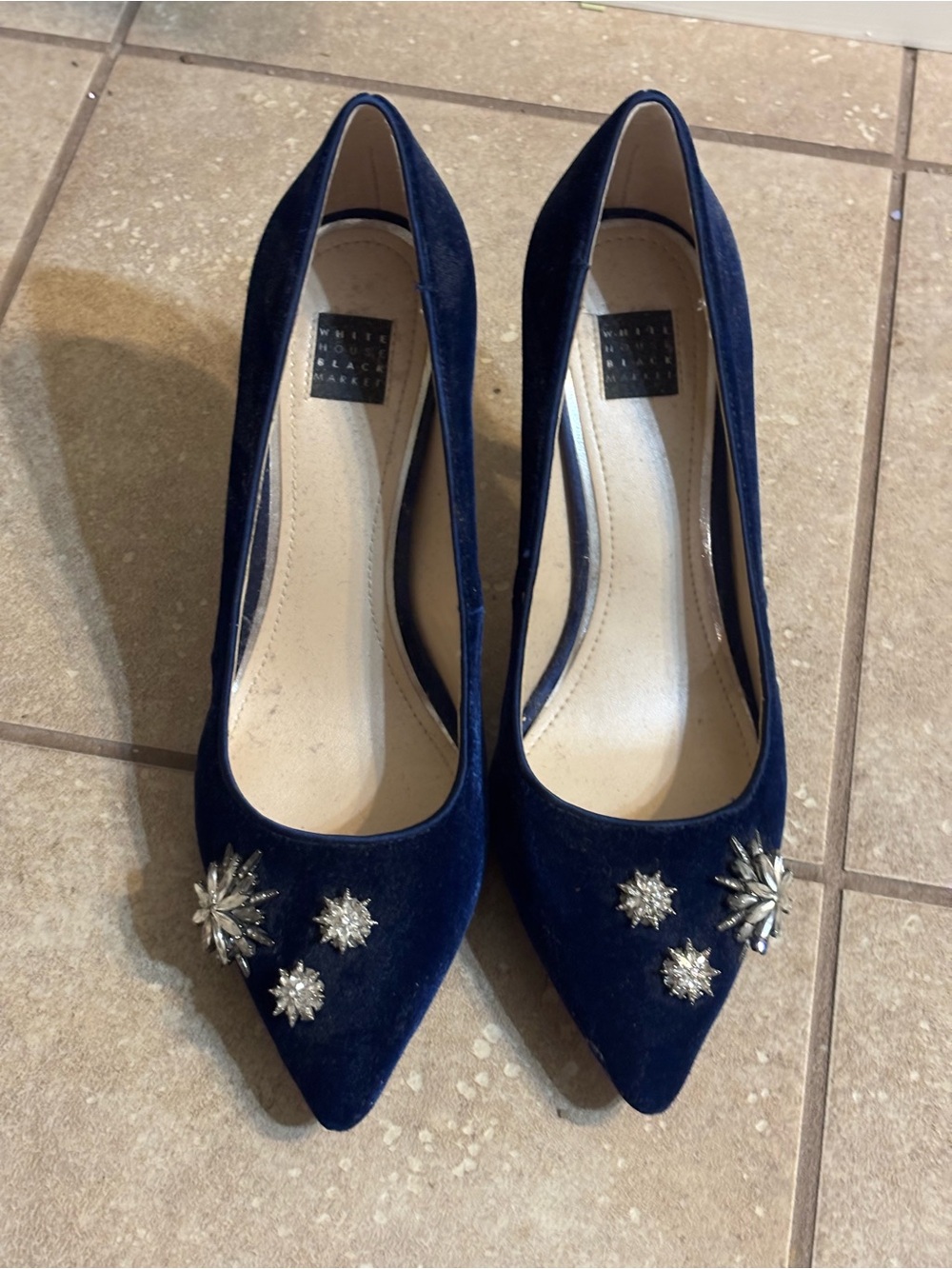 Royal Blue Velvet shoes with sparkle details - size 8